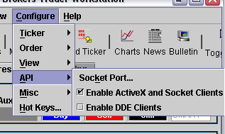 IB Trader Workstation Menu